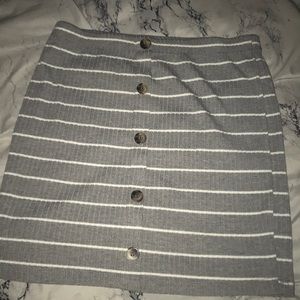 Gray and white striped miniskirt